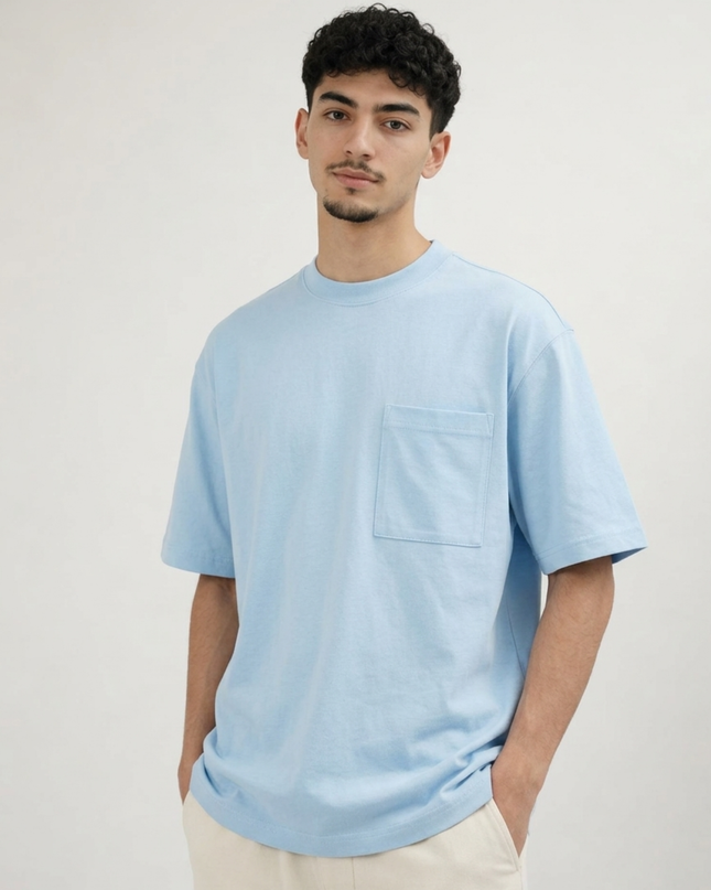Luqman Interlock Relaxed Crewneck T-Shirt – Light Blue