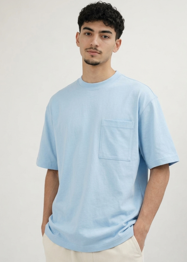 Luqman Interlock Relaxed Crewneck T-Shirt – Light Blue