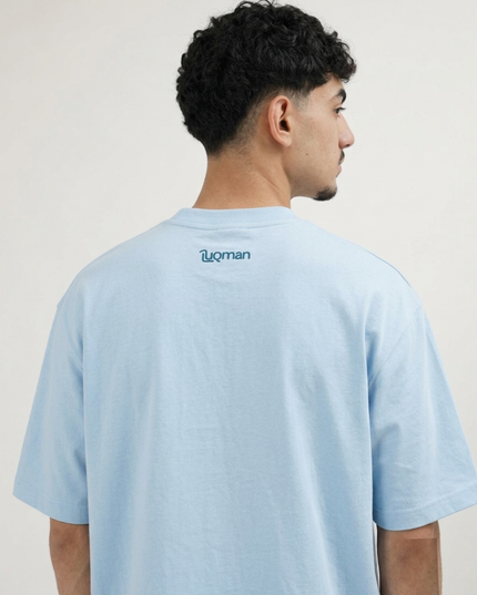 Luqman Interlock Relaxed Crewneck T-Shirt – Light Blue