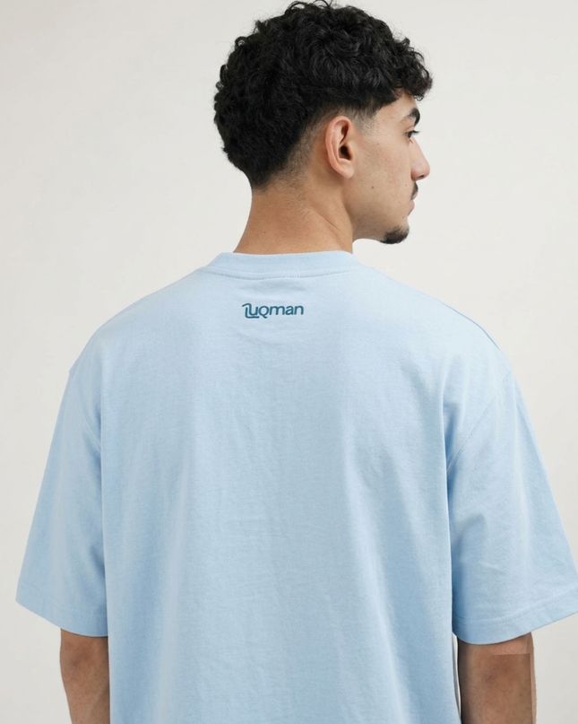 Luqman Interlock Relaxed Crewneck T-Shirt – Light Blue