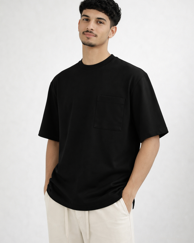 Luqman Interlock Relaxed Crewneck T-Shirt – Black