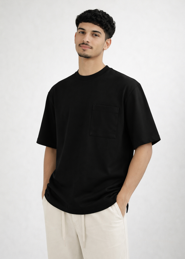 Luqman Interlock Relaxed Crewneck T-Shirt – Black
