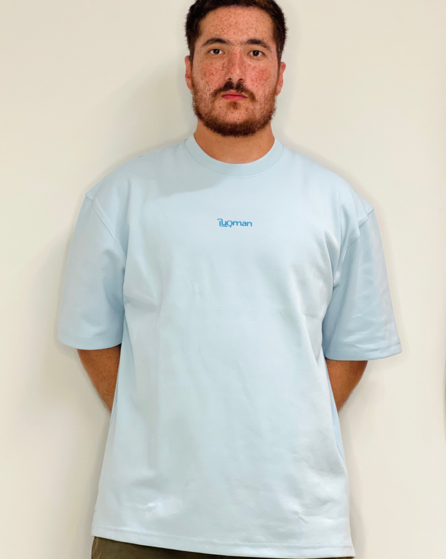 Luqman Interlock Oversized T-Shirt – Light Blue