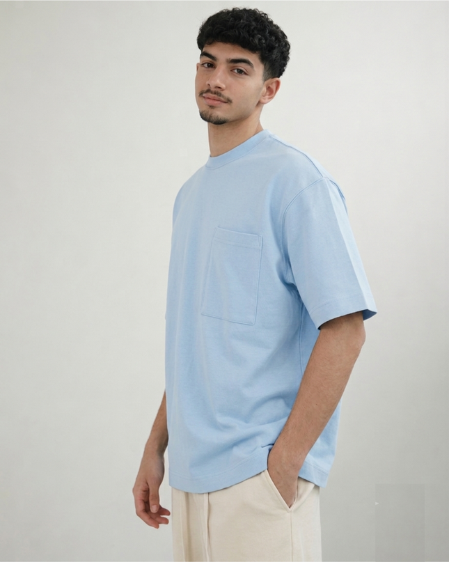 Luqman Interlock Relaxed Crewneck T-Shirt – Light Blue