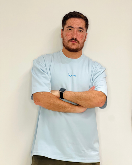 Luqman Interlock Oversized T-Shirt – Light Blue
