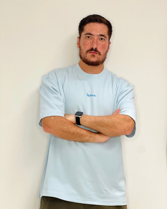 Luqman Interlock Oversized T-Shirt – Light Blue