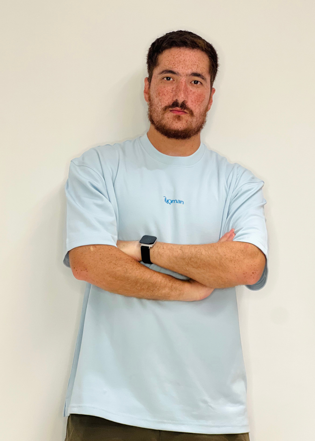 Luqman Interlock Oversized T-Shirt – Light Blue