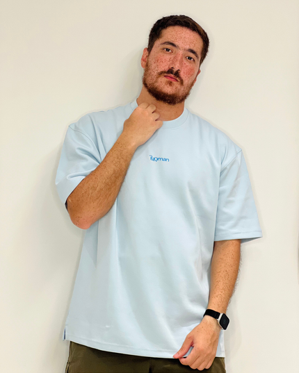 Luqman Interlock Oversized T-Shirt – Light Blue