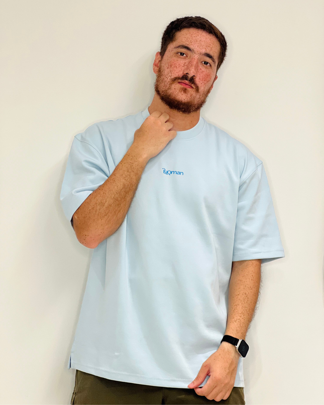 Luqman Interlock Oversized T-Shirt – Light Blue
