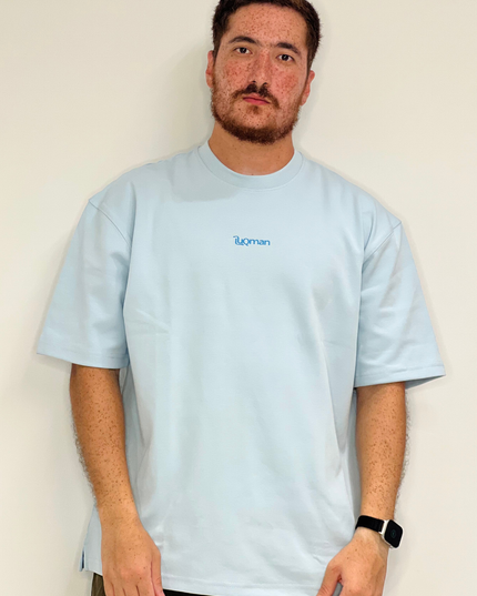 Luqman Interlock Oversized T-Shirt – Light Blue