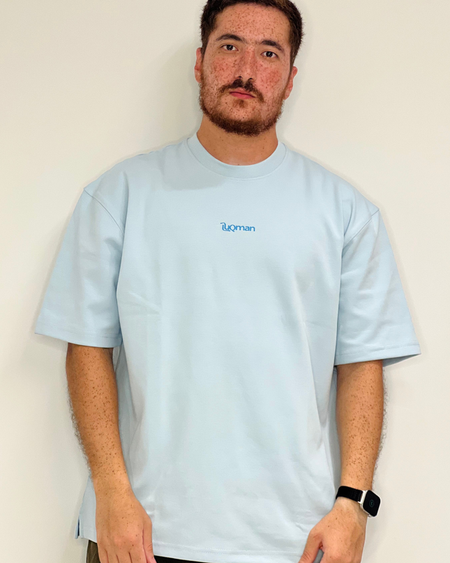 Luqman Interlock Oversized T-Shirt – Light Blue