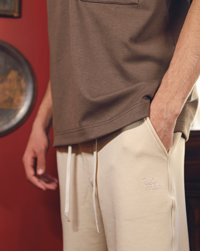 Luqman Ultrasoft Interlock Relaxed Sweatpants – Beige